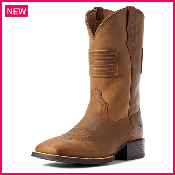Men's Western Boots with Square Toe Leather Work & Everyday Comfort